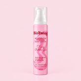 A pink pump bottle of Birdwing Moisturizing Perfumed Body Lotion, labeled 'Fakir Bubble Gam', set against a solid light pink background.